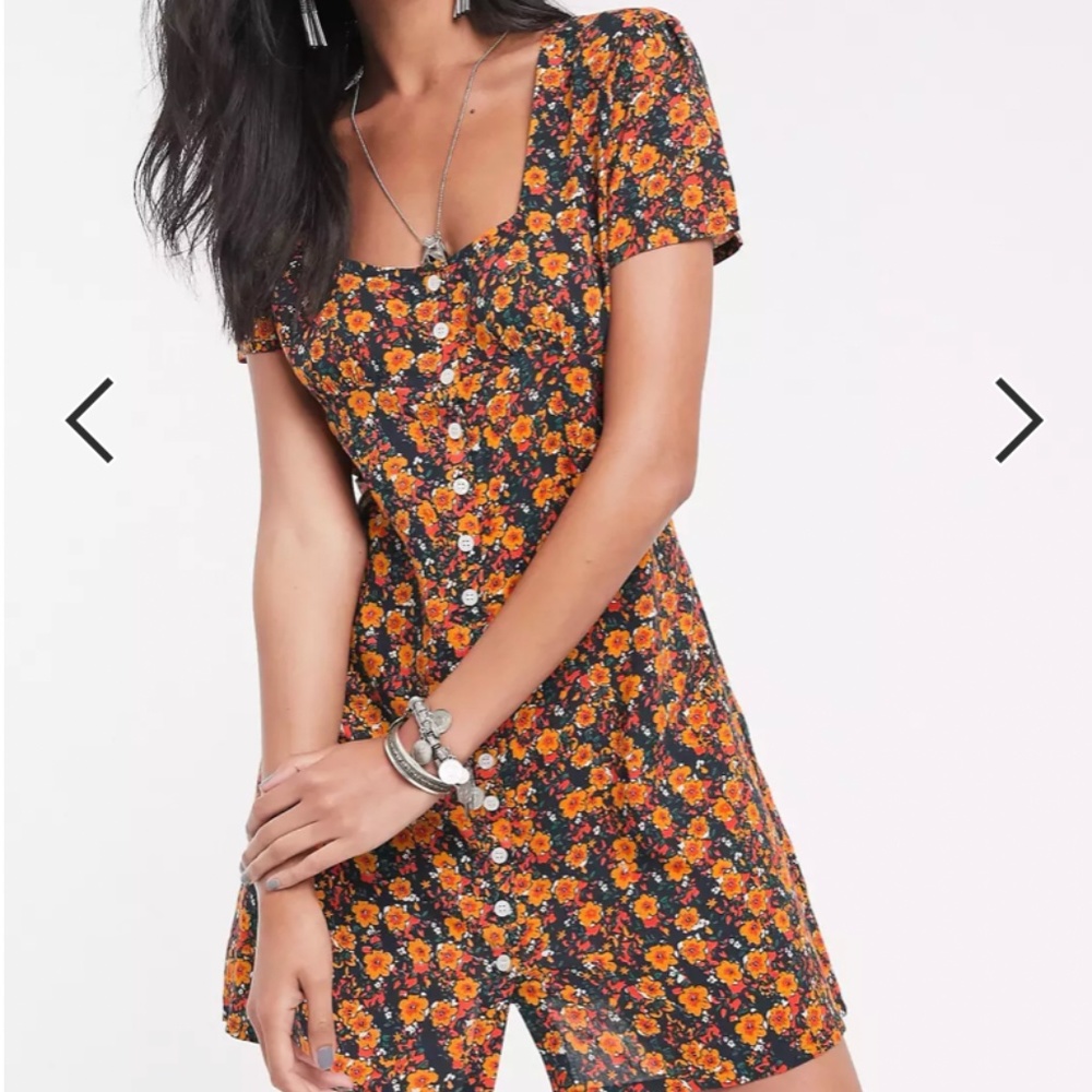 Sacred Hawk tea dress with button front in vintage floral